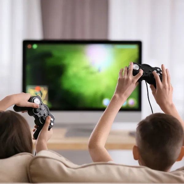 child playing computer game