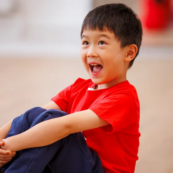 Kid performing in acting school