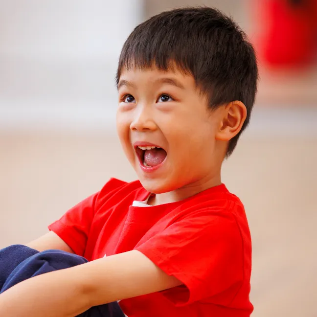 Kid performing in acting school